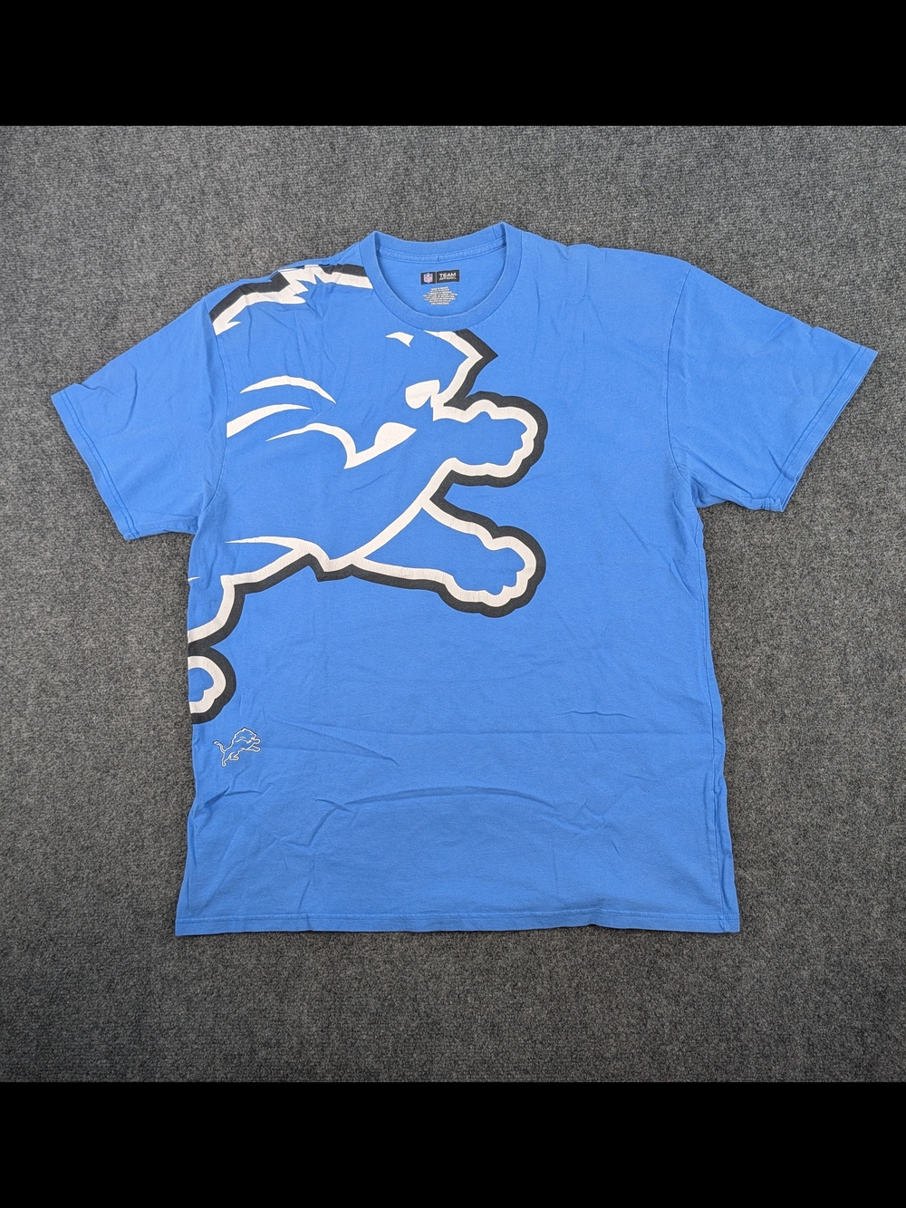 Detroit Lions NFL Team Apparel Large Logo Graphic T-Shirt 2XL Blue